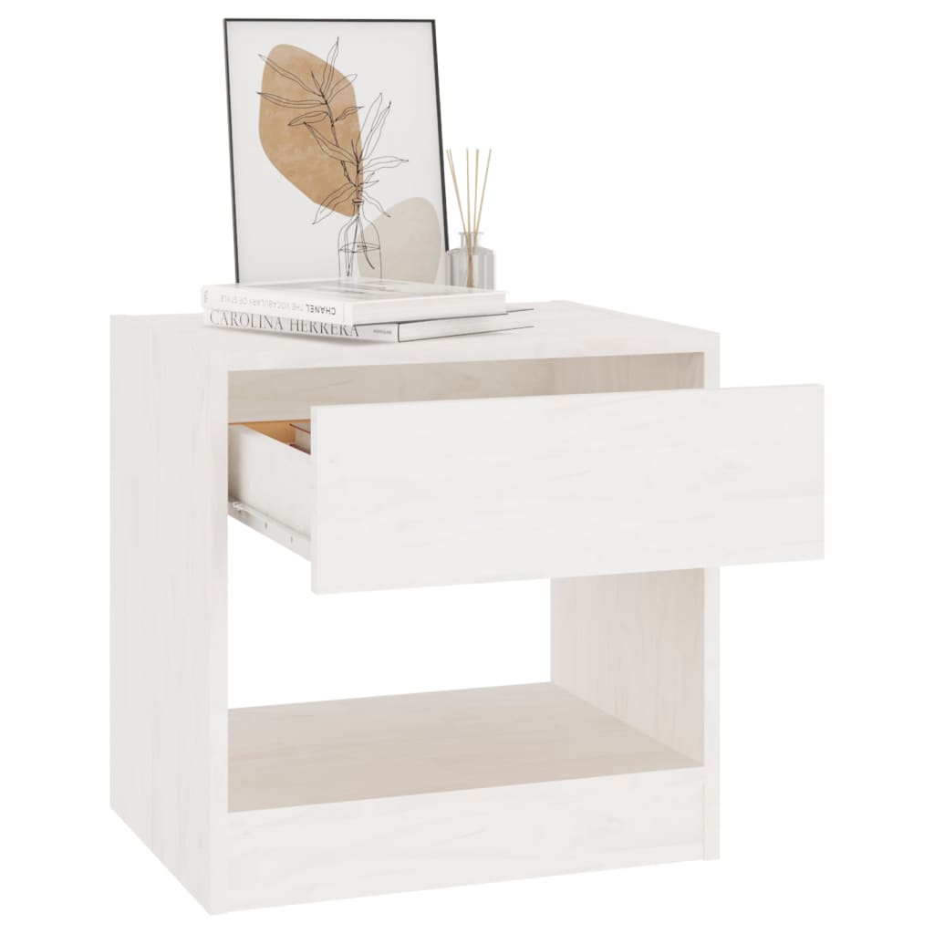 vidaXL Tables de chevet 2 pcs Blanc 40x31x40 cm Bois de pin massif - Image 4