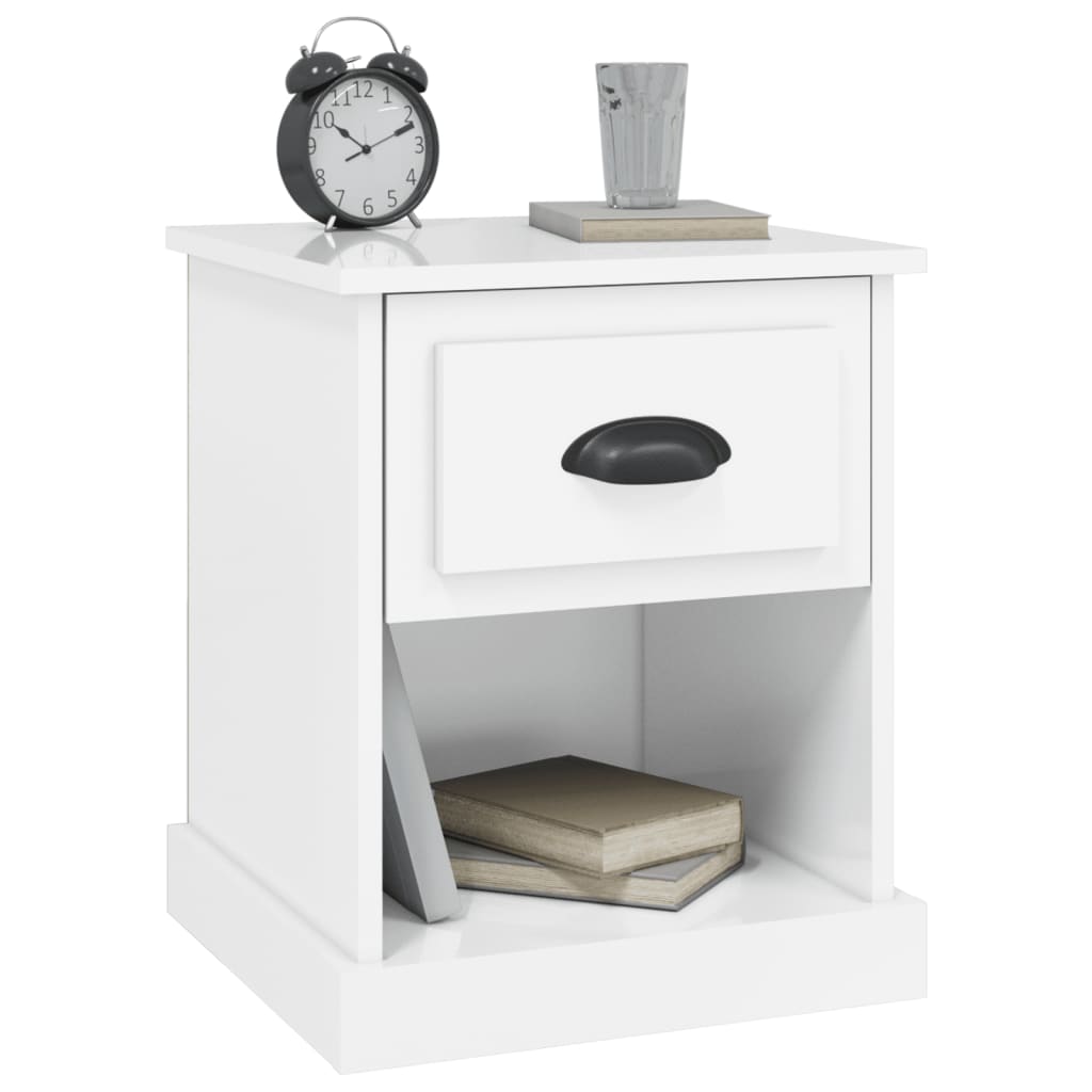 vidaXL Tables de chevet 2 pcs blanc brillant 39x39x47,5 cm - Image 5