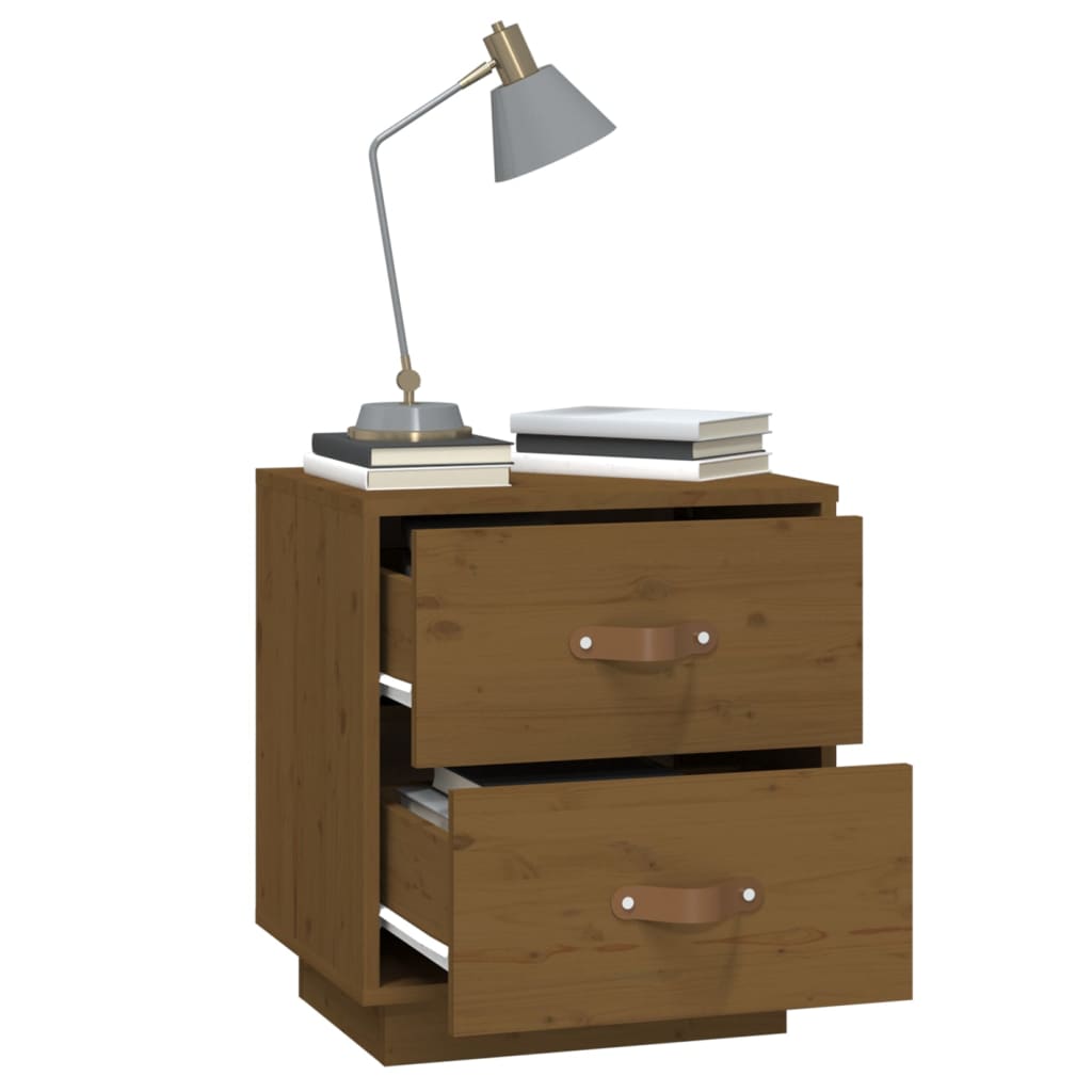 vidaXL Tables de chevet 2 pcs Marron miel 40x34x45 cm Bois pin massif - Image 5
