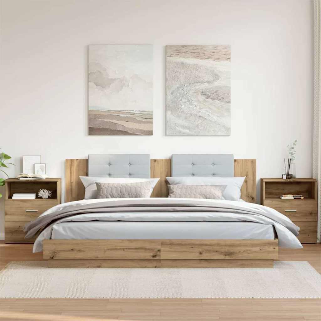 vidaXL Tables de chevet 2 pcs chêne artisanal bois d'ingénierie