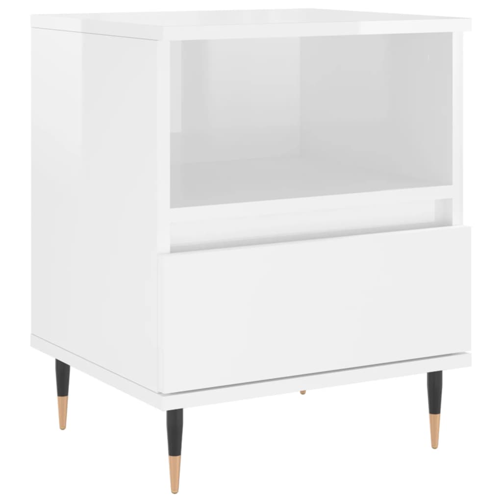 vidaXL Tables de chevet 2 pcs blanc brillant 40x35x50 cm - Image 5