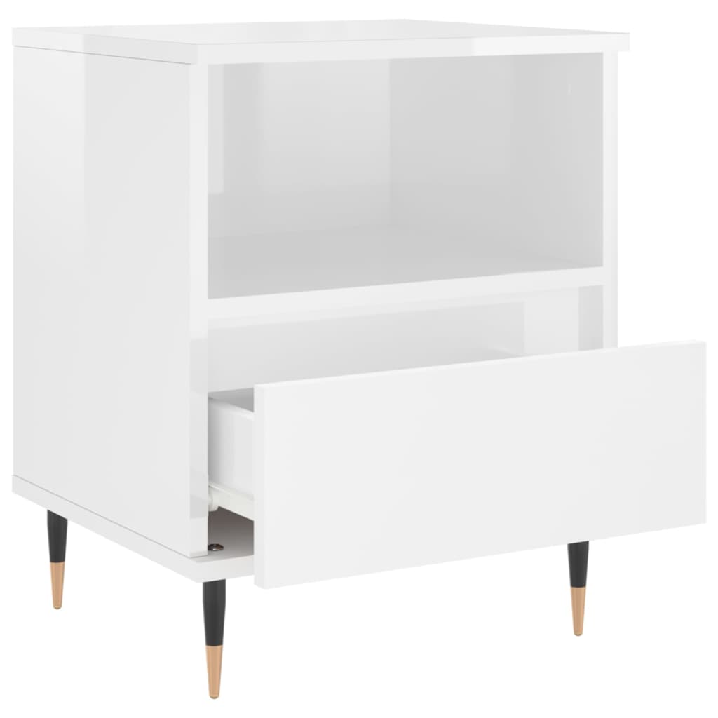 vidaXL Tables de chevet 2 pcs blanc brillant 40x35x50 cm - Image 6
