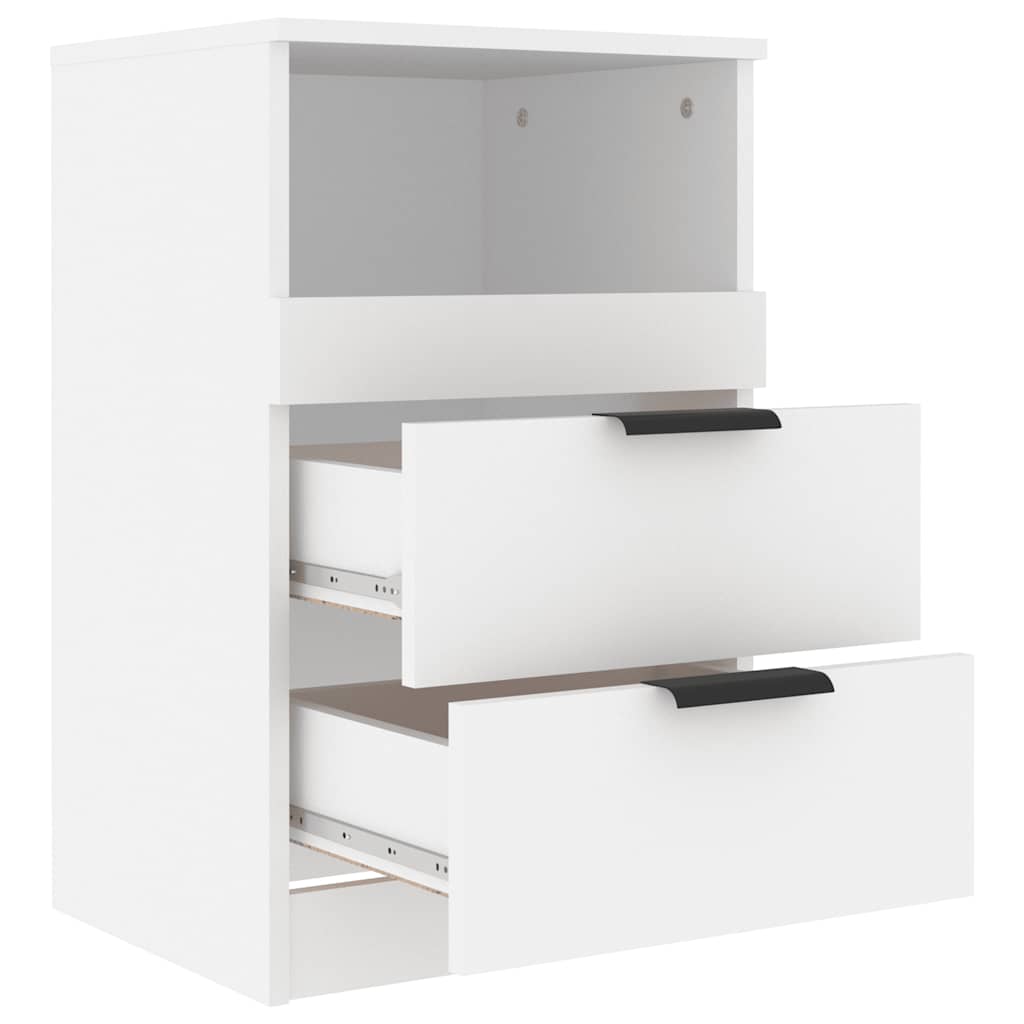 vidaXL Tables de chevet 2 pcs Blanc Bois d'ingénierie - Image 6
