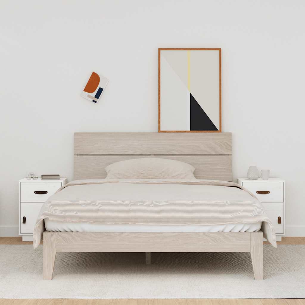 vidaXL Tables de chevet 2 pcs Blanc 40x34x55 cm Bois de pin massif