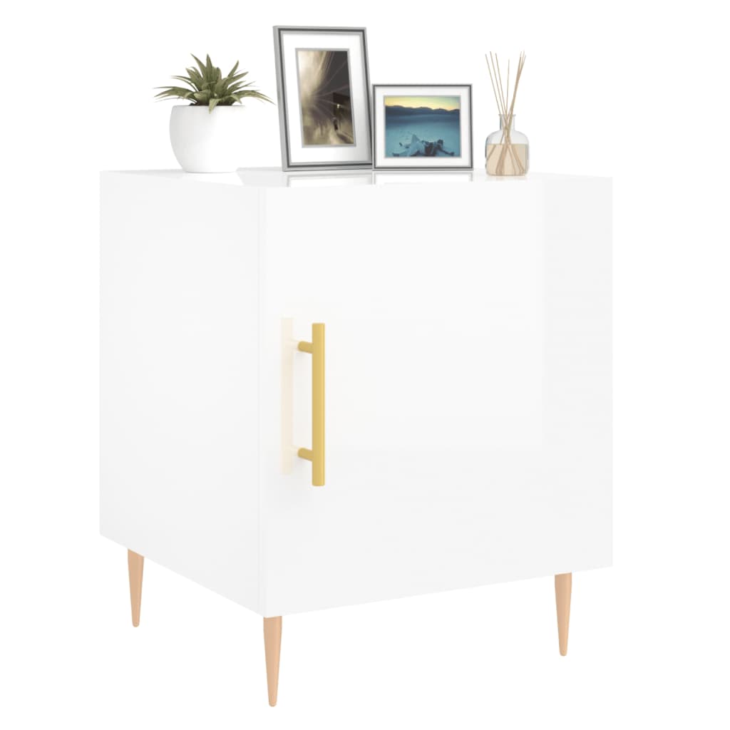 vidaXL Tables de chevet 2 pcs blanc brillant 40x40x50 cm - Image 4