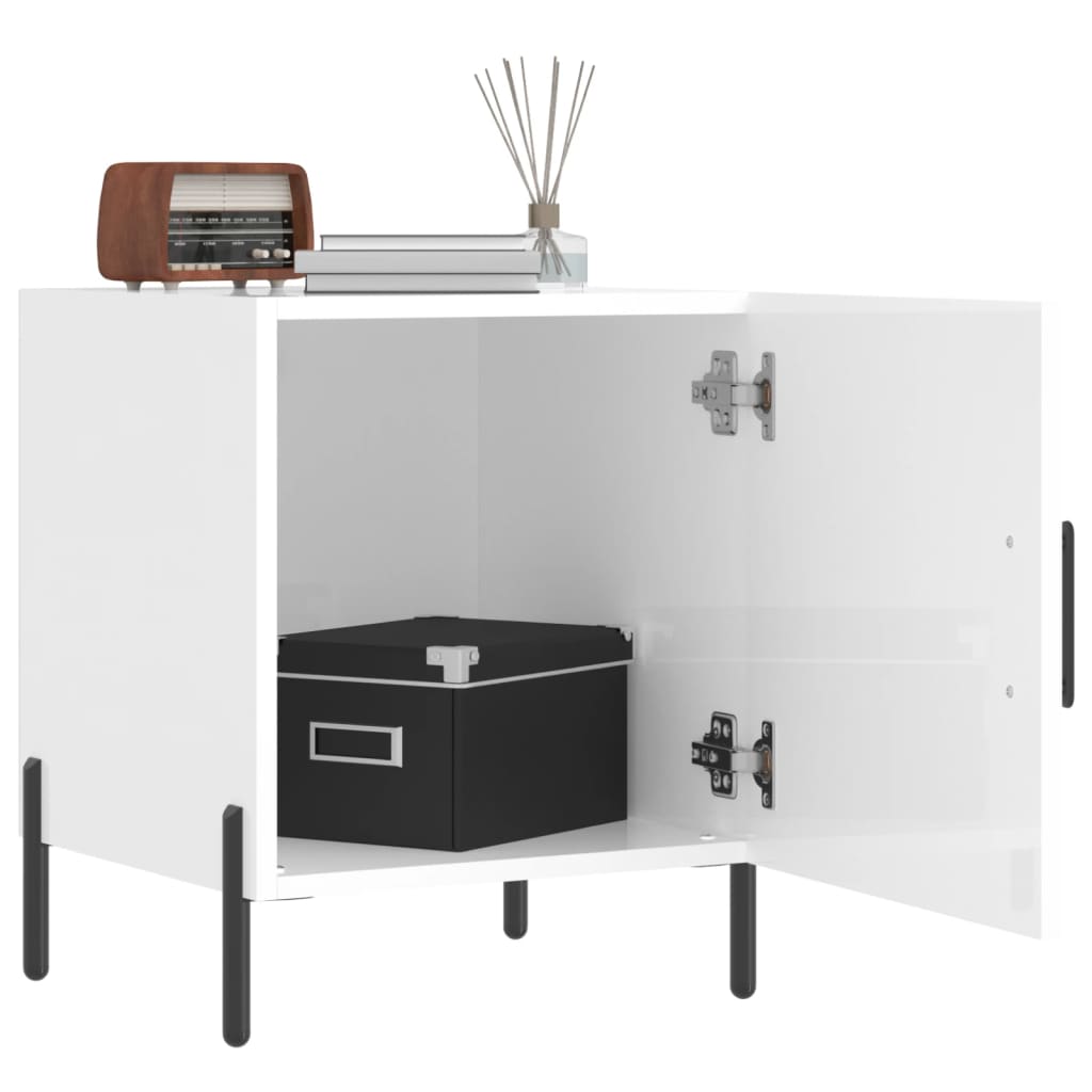 vidaXL Tables de chevet 2 pcs blanc brillant 40x40x50 cm - Image 3