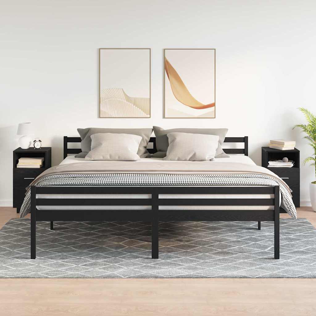 vidaXL Tables de chevet 2 pcs avec 2 tiroirs noir 36x36x68 cm - Image 3