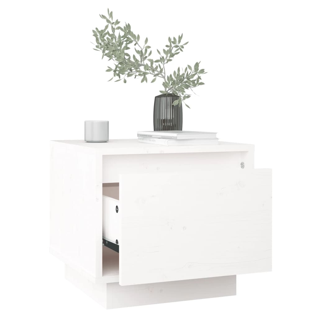 vidaXL Tables de chevet 2 pcs Blanc 35x34x32 cm Bois de pin solide - Image 4