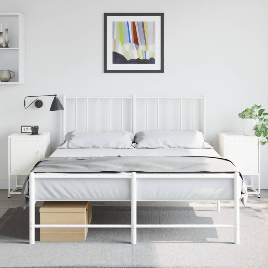 vidaXL Tables de chevet 2 pcs blanc 36x39x60,5 cm acier - Image 3