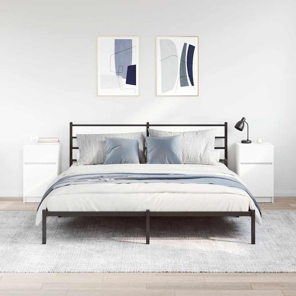 vidaXL Tables de chevet 2 pcs blanc 39x35x65 cm bois d’ingénierie - Image 3