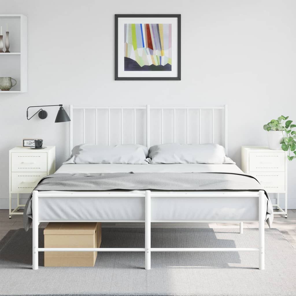 vidaXL Tables de chevet 2 pcs blanc 36x39x60,5 cm acier - Image 3