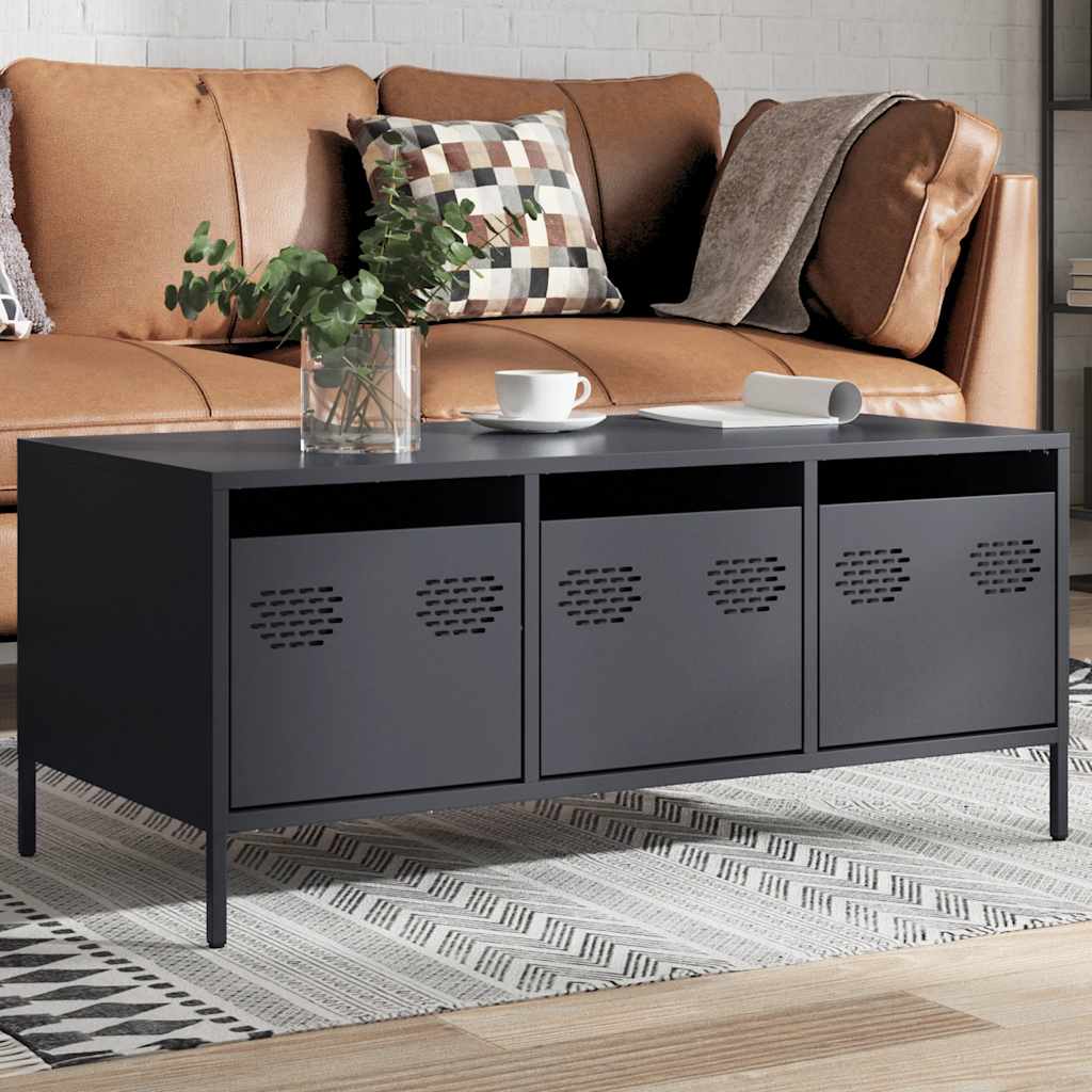 vidaXL Table basse anthracite 101,5x50x43,5 cm acier laminé à froid