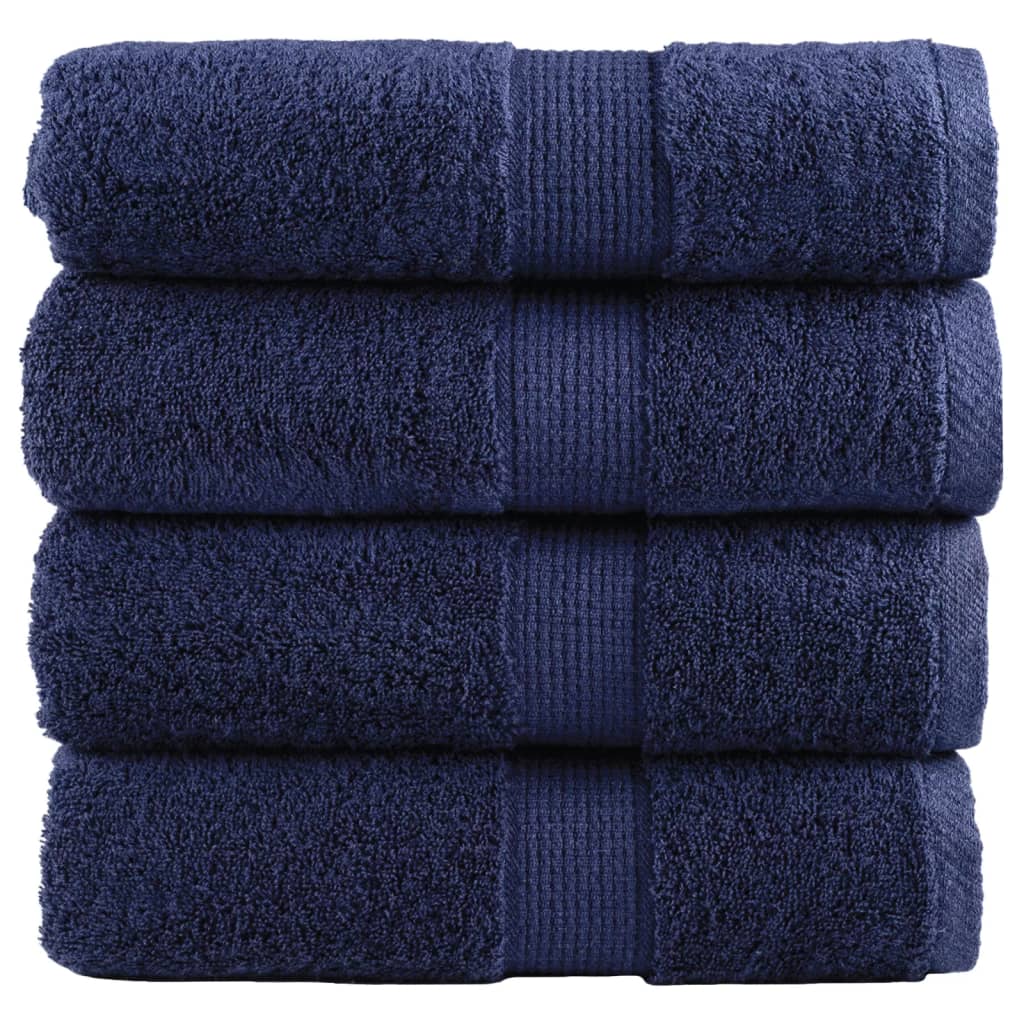 vidaXL Serviettes d'invité de qualité sup. SOLUND 4 pcs bleu marine
