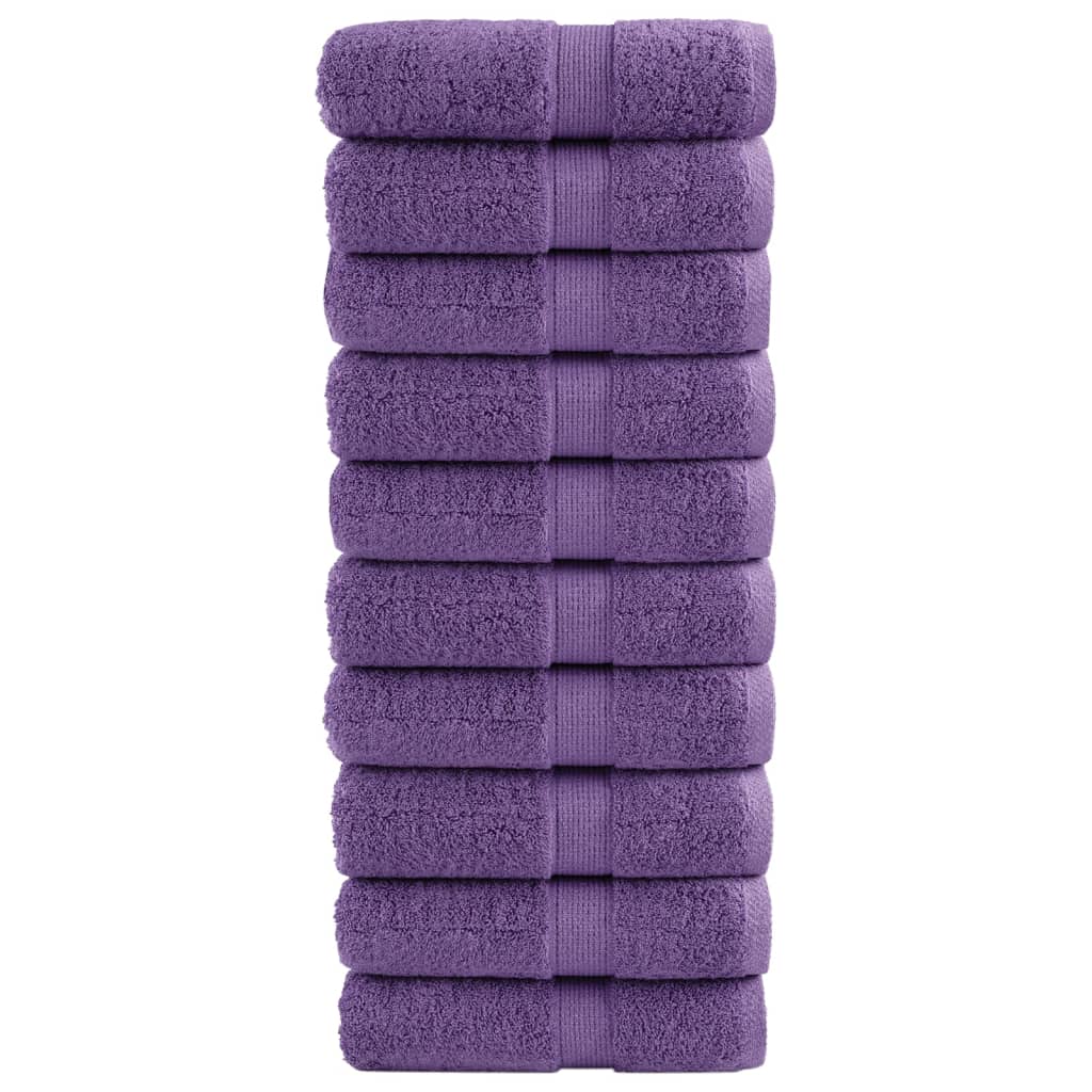 vidaXL Serviettes de toilette Premium SOLUND 10 pièces Violet 30 x 30 cm 600 g/m²