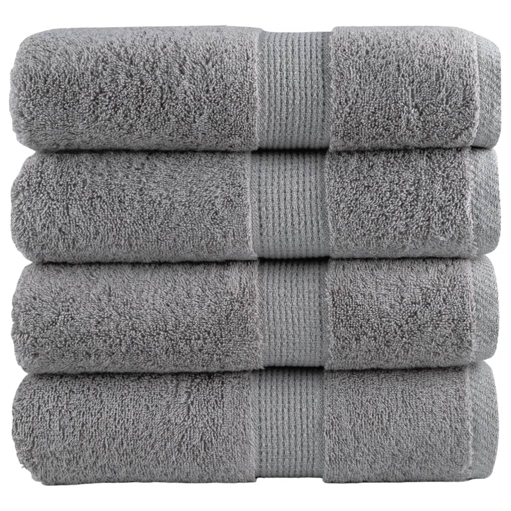 vidaXL Serviettes de toilette premium SOLUND 4 pièces Gris 30 x 30 cm 600 g/m²