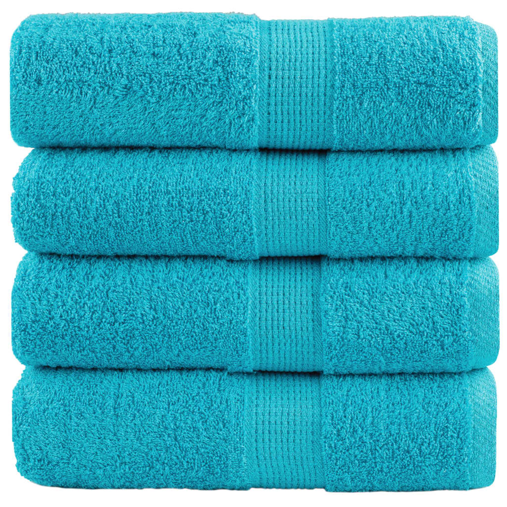 vidaXL Serviettes de toilette premium SOLUND 4 pièces Turquoise 30 x 30 cm 600 g/m²