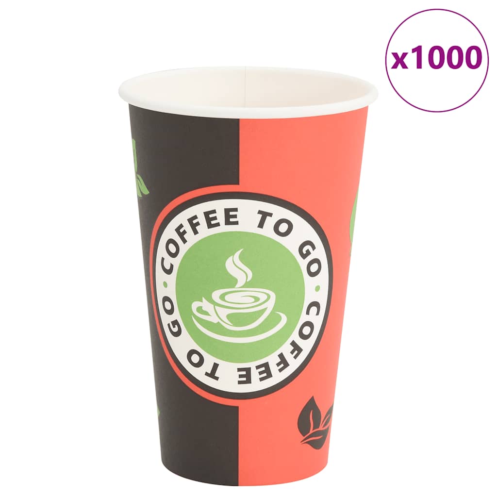 vidaXL Tasses à café en papier 1000 pcs 16oz 400ml rouge et noir