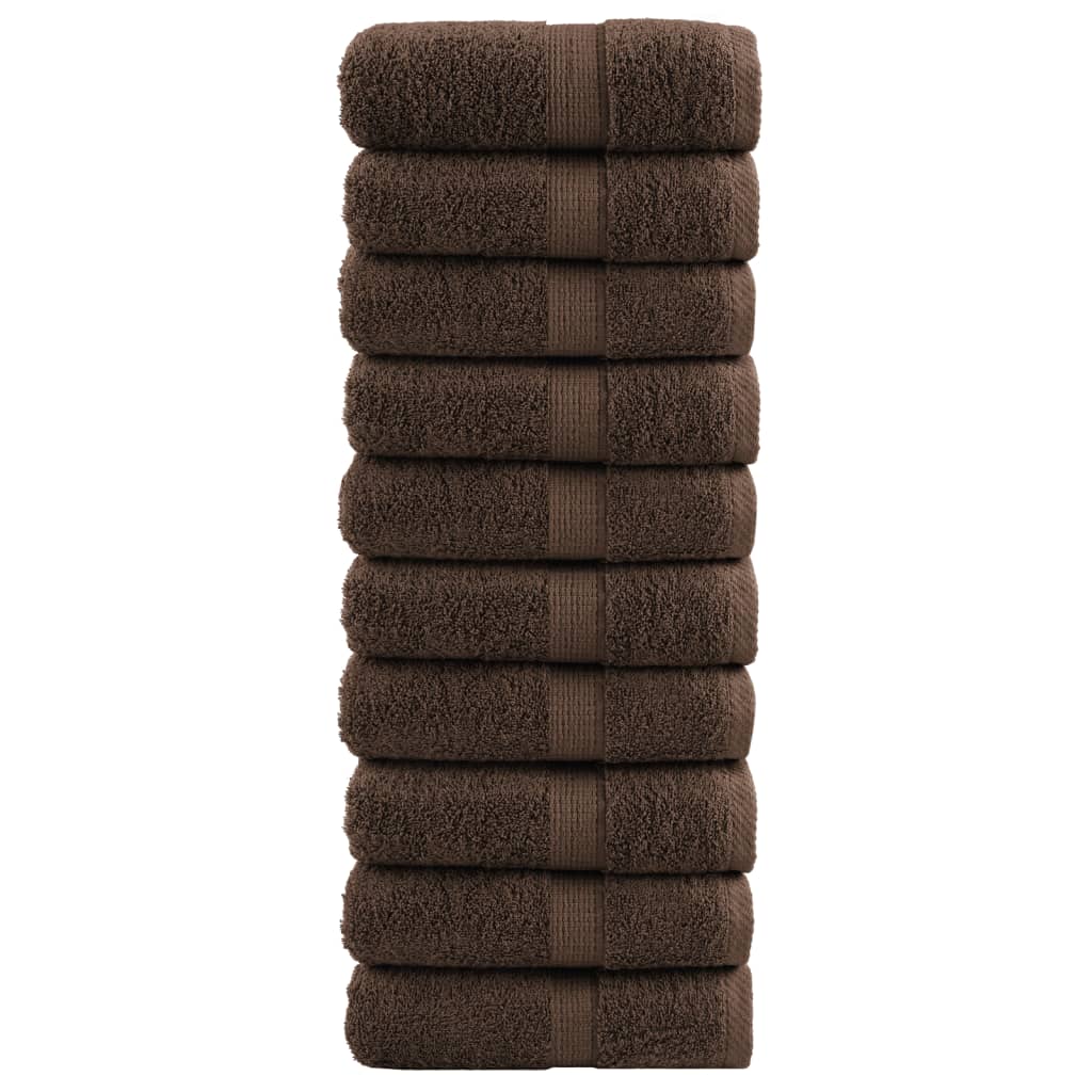 vidaXL Serviettes de toilette premium SOLUND 10 pièces Marron 30 x 30 cm 600 g/m²