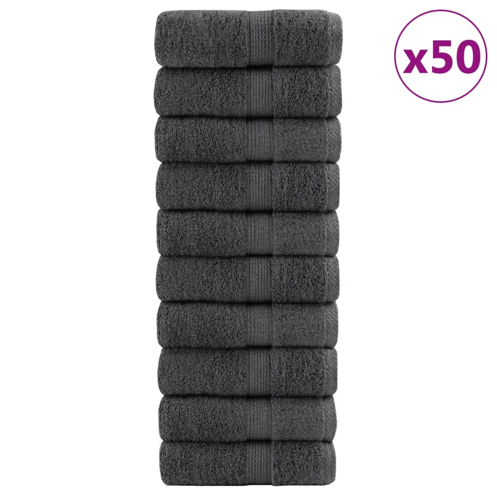 vidaXL Serviettes de toilette premium SOLUND 50 pièces Anthracite 30 x 30 cm 600 g/m²