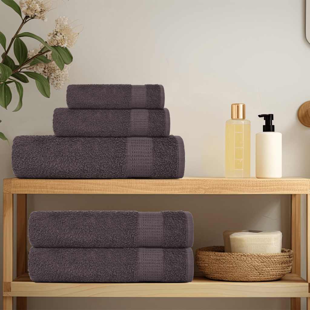 vidaXL Serviettes de bain 10 pcs anthracite 100x150 cm 100% coton - Image 3