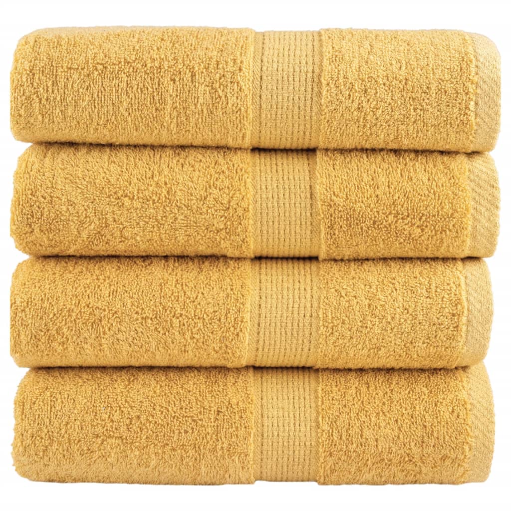 vidaXL Serviettes de toilette premium SOLUND 4 pièces Or 30 x 30 cm 600 g/m²