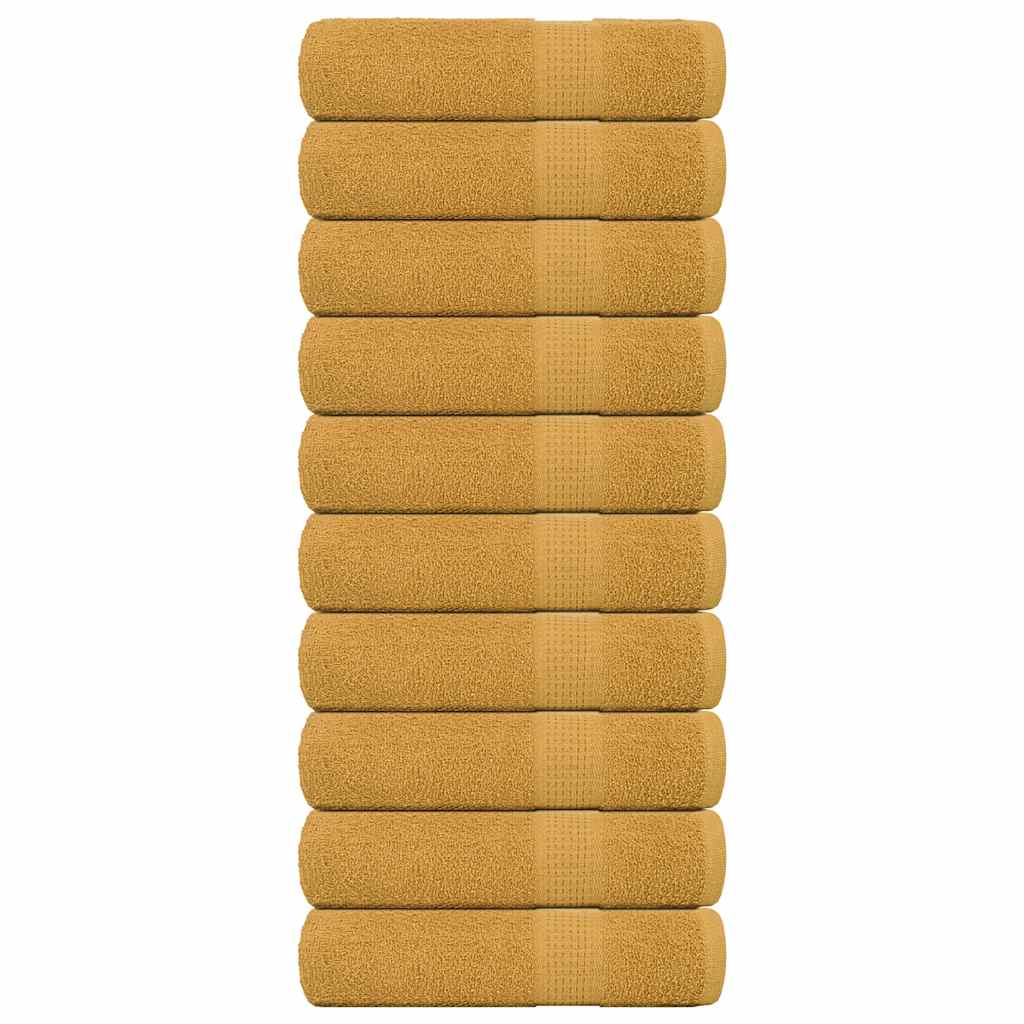 vidaXL Serviettes de bain 10 pcs doré 100x150 cm 360 g/m² 100% coton