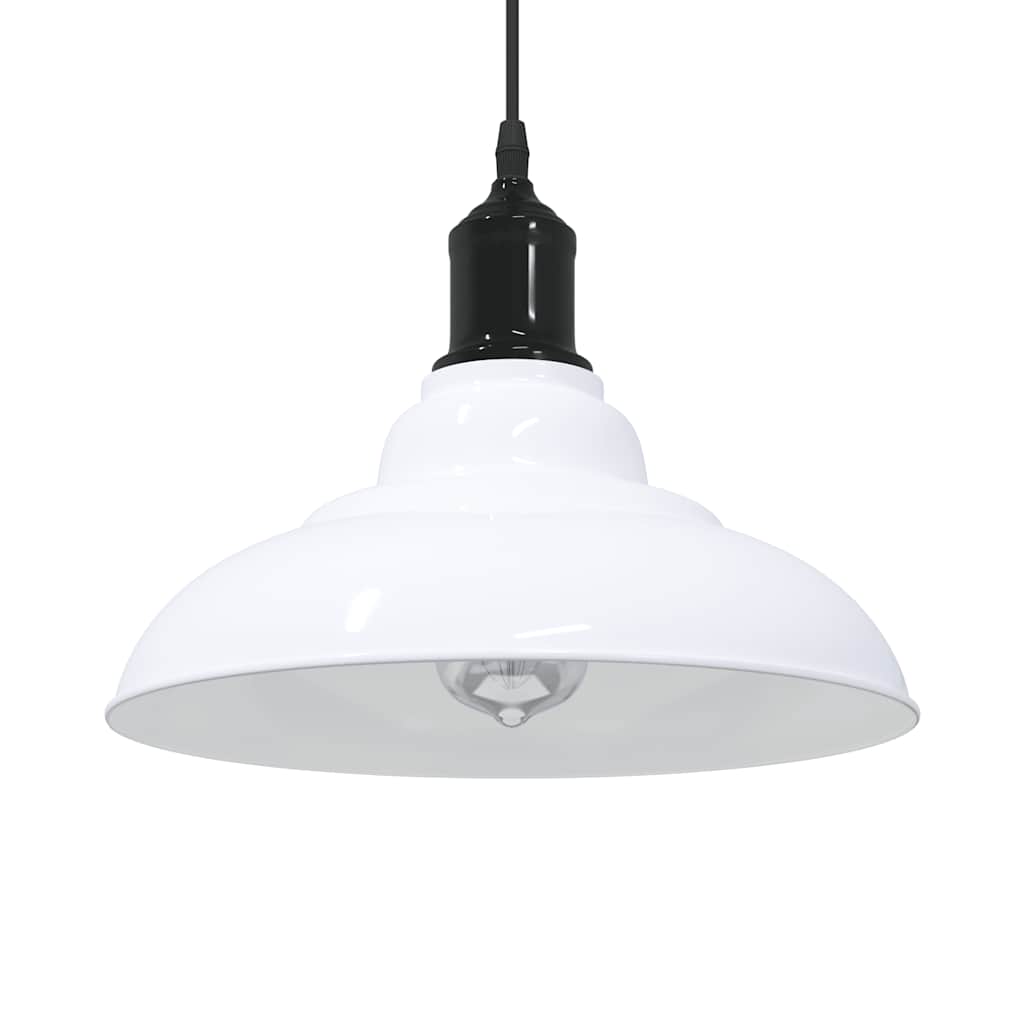 vidaXL Lampe suspendue réglable hauteur E27 blanc brillant Ø31cm métal