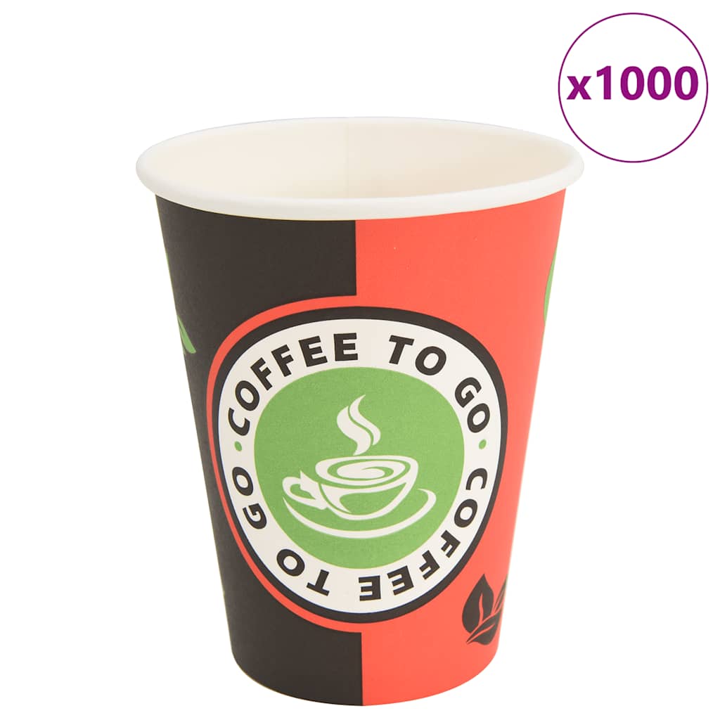 vidaXL Tasses à café en papier 1000 pcs 12oz 300ml rouge et noir