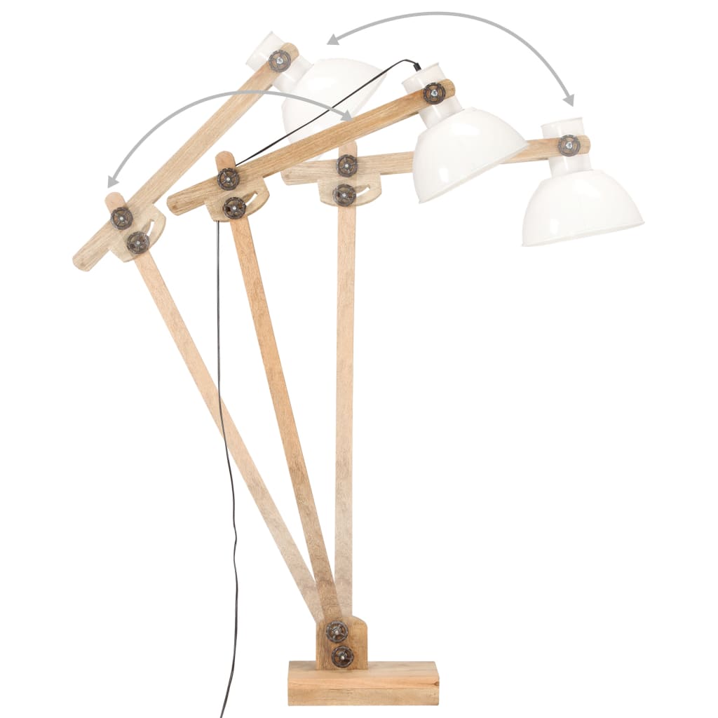 vidaXL Lampadaire Blanc Bois de manguier massif E27 - Image 5