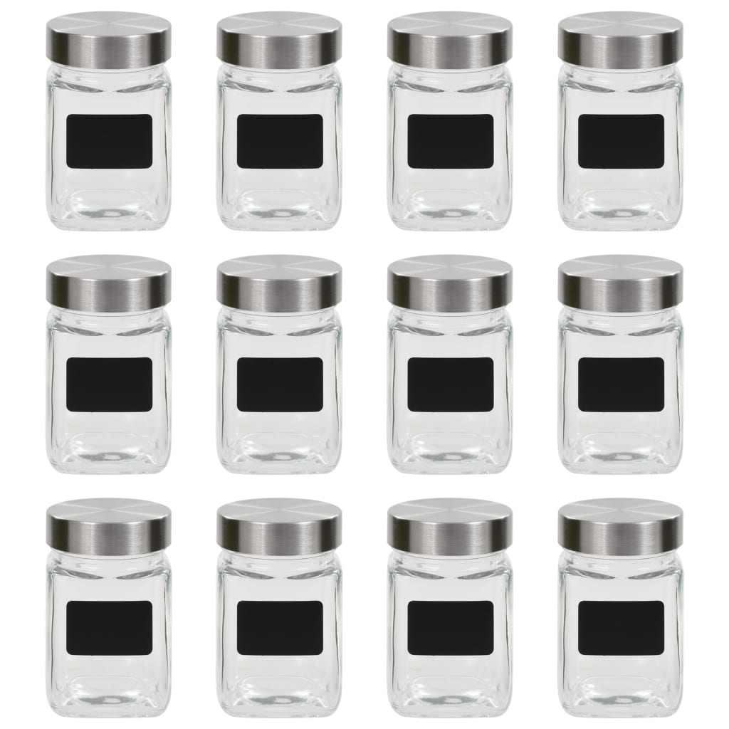 vidaXL Pots de conservation avec autocollant 12 pcs 300 ml