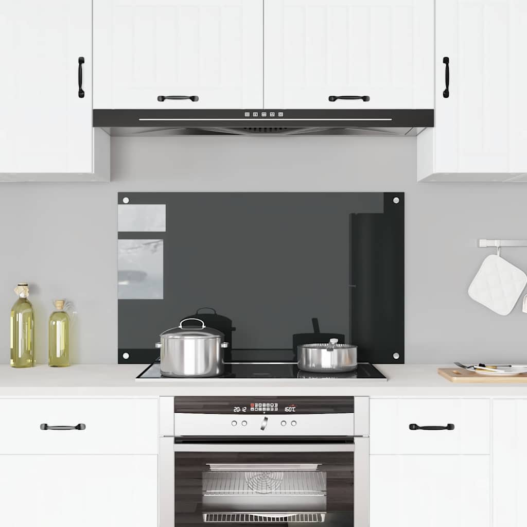 vidaXL Dosseret de cuisine Noir 100x60 cm Verre trempé