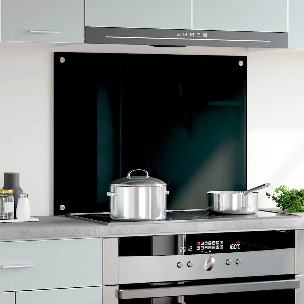 vidaXL Dosseret de cuisine Noir 80x60 cm Verre trempé - Image 3