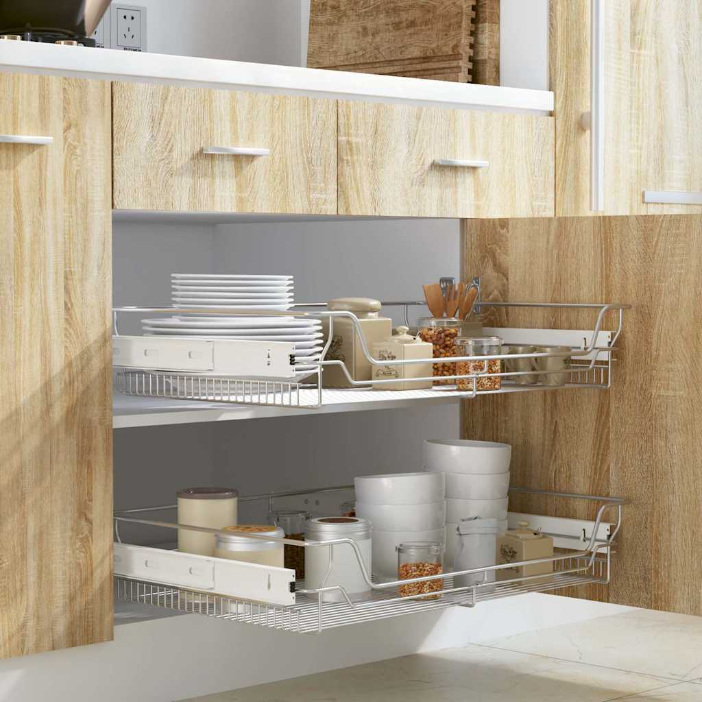 vidaXL Panier en treillis métallique 2 pcs 800 mm Argenté