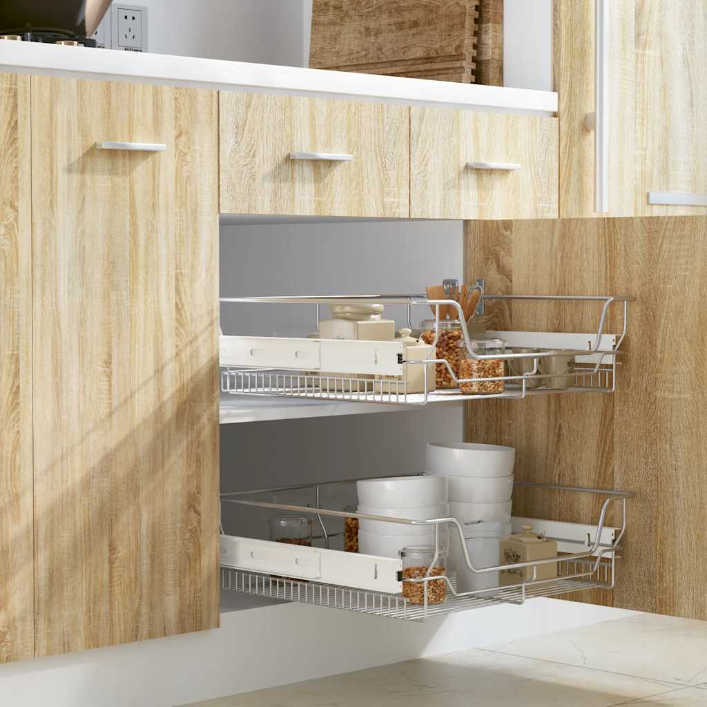 vidaXL Panier en treillis métallique 2 pcs 600 mm Argenté