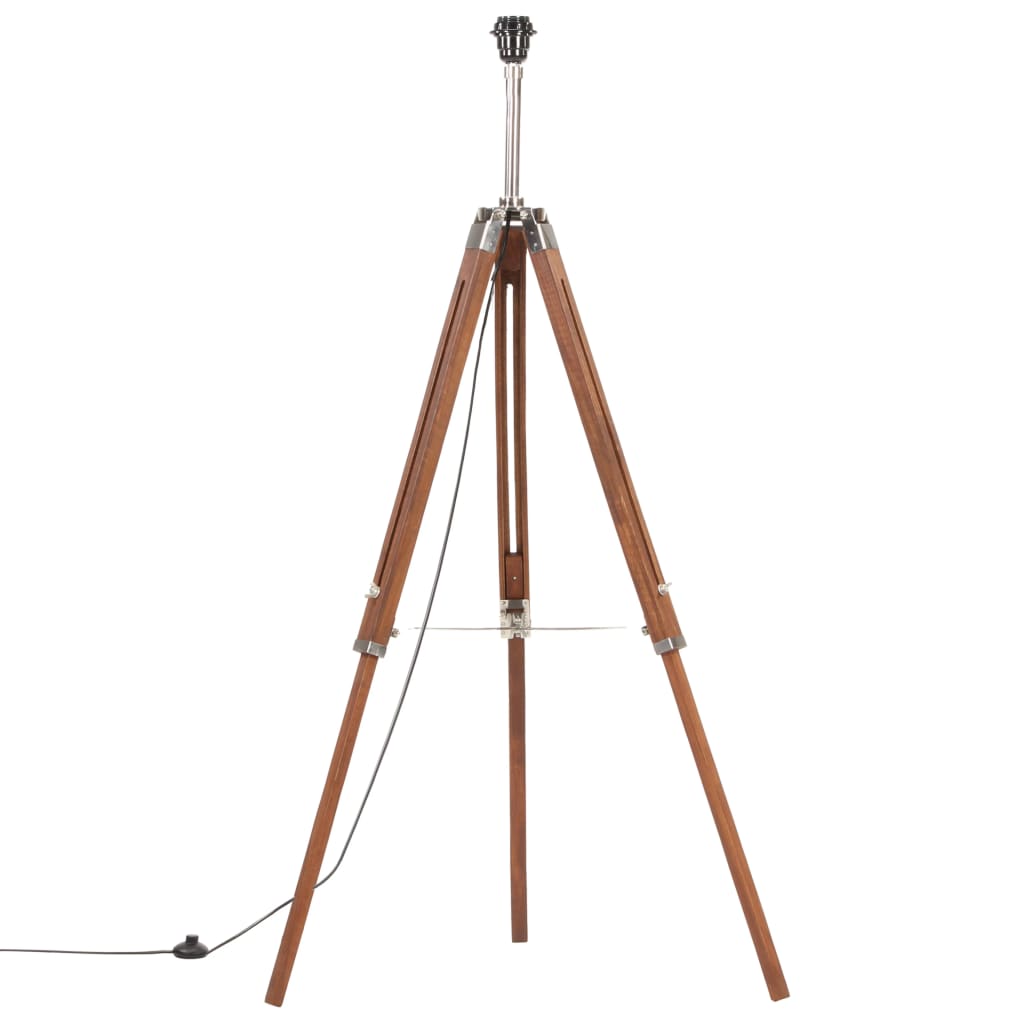 vidaXL Lampadaire à trépied Marron miel et blanc Bois de teck 141 cm - Image 3