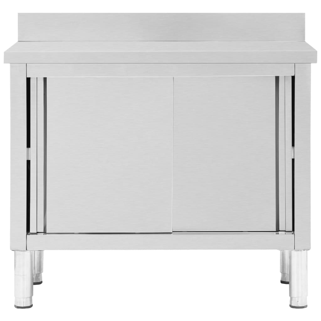 vidaXL Table de travail avec portes coulissantes 100x50x(95-97)cm Inox - Image 4