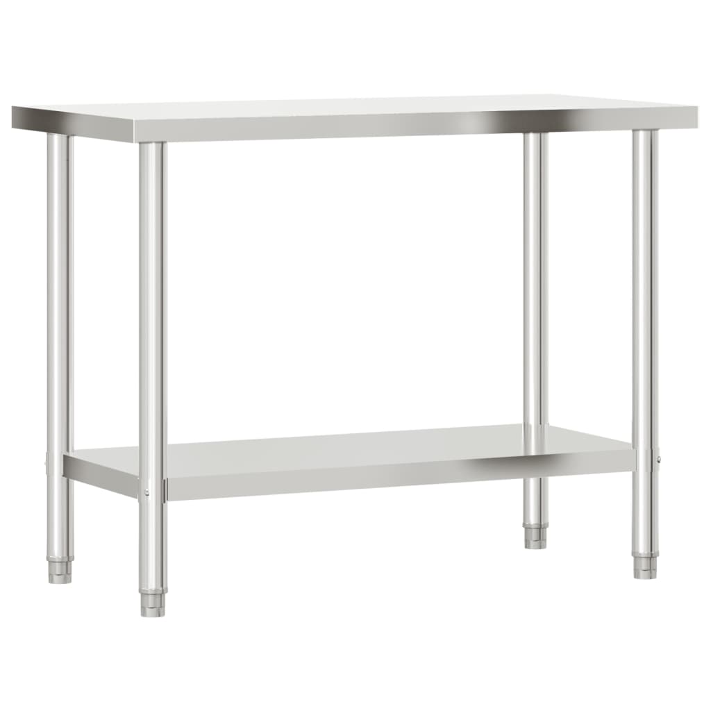 vidaXL Table de travail de cuisine avec étagère 110x55x120 cm inox - Image 4