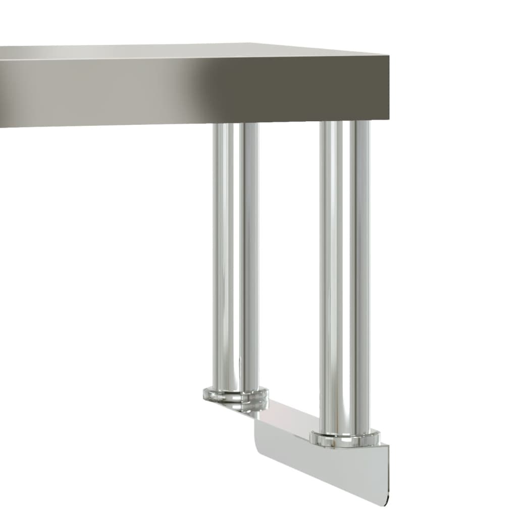 vidaXL Table de travail de cuisine avec étagère 110x55x120 cm inox - Image 6