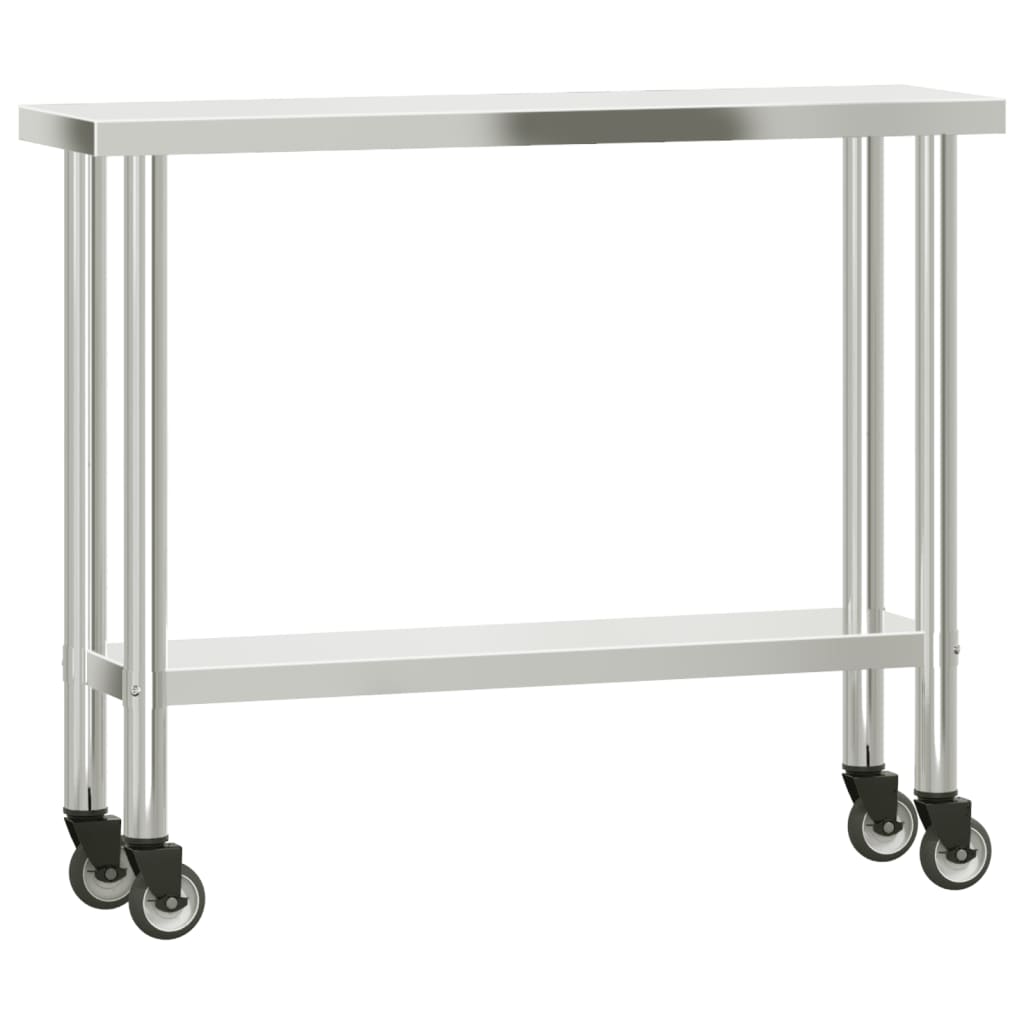 vidaXL Table de travail de cuisine avec étagère 110x30x120 cm inox - Image 4