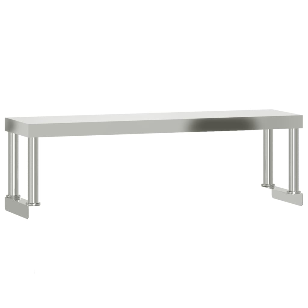 vidaXL Table de travail de cuisine avec étagère 110x30x120 cm inox - Image 5