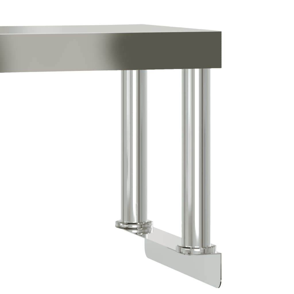 vidaXL Table de travail de cuisine avec étagère 110x30x120 cm inox - Image 6