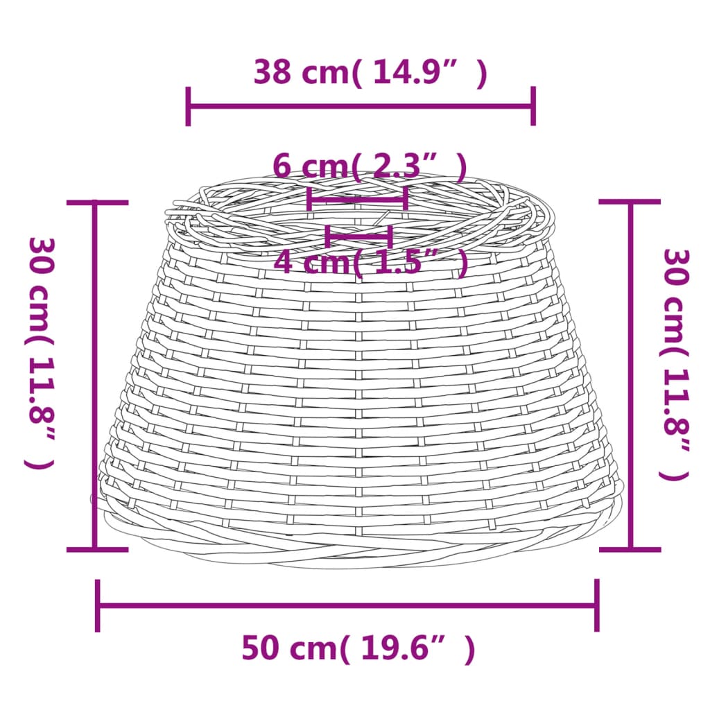 vidaXL Abat-jour de plafonnier marron Ø50x30 cm osier - Image 6