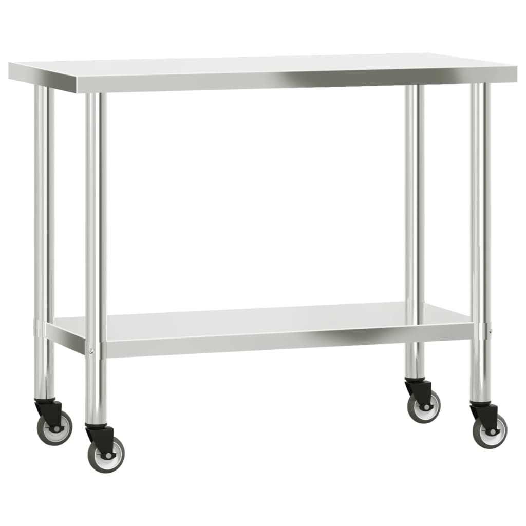 vidaXL Table de travail de cuisine avec étagère 110x55x120 cm inox - Image 4