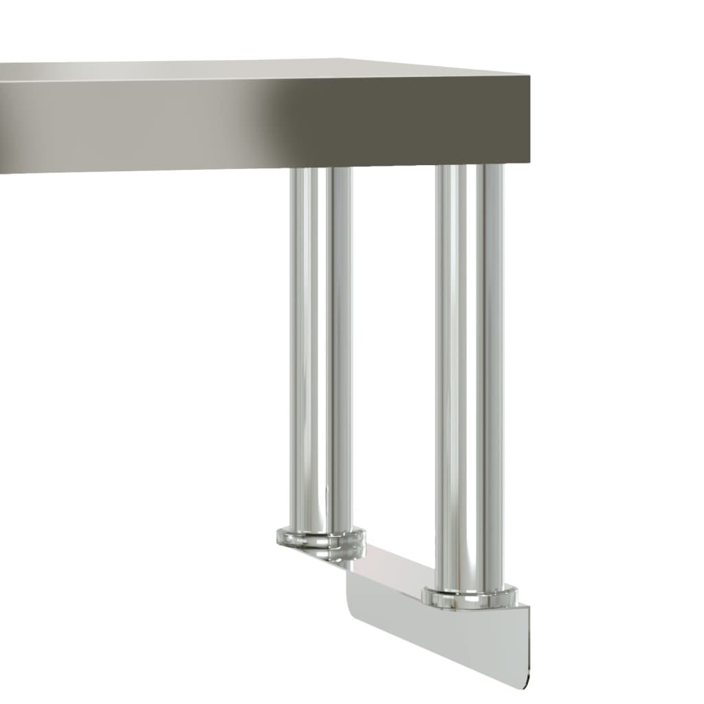 vidaXL Table de travail de cuisine avec étagère 110x55x120 cm inox - Image 6