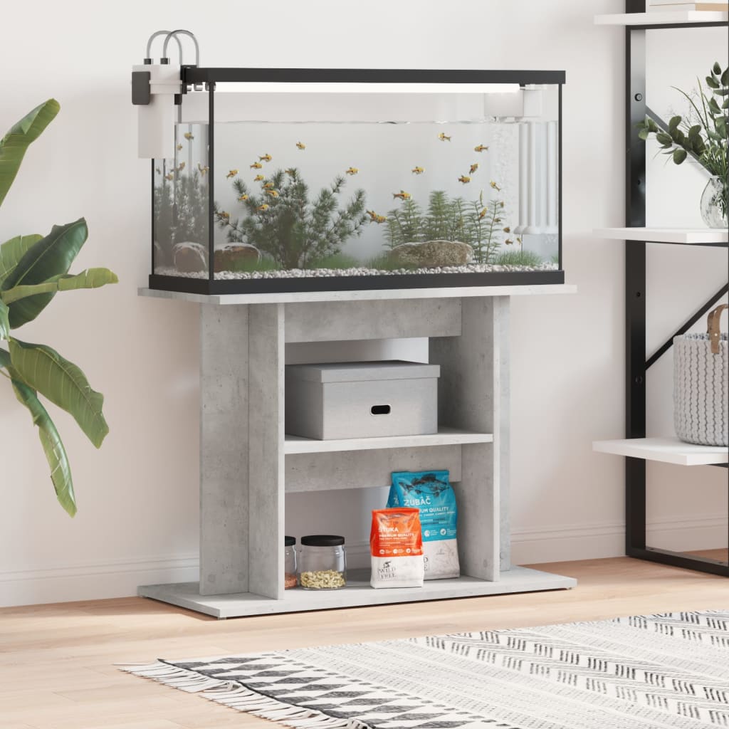 vidaXL Support d'aquarium en béton gris 80 x 35 x 60 cm Bois d'ingénierie