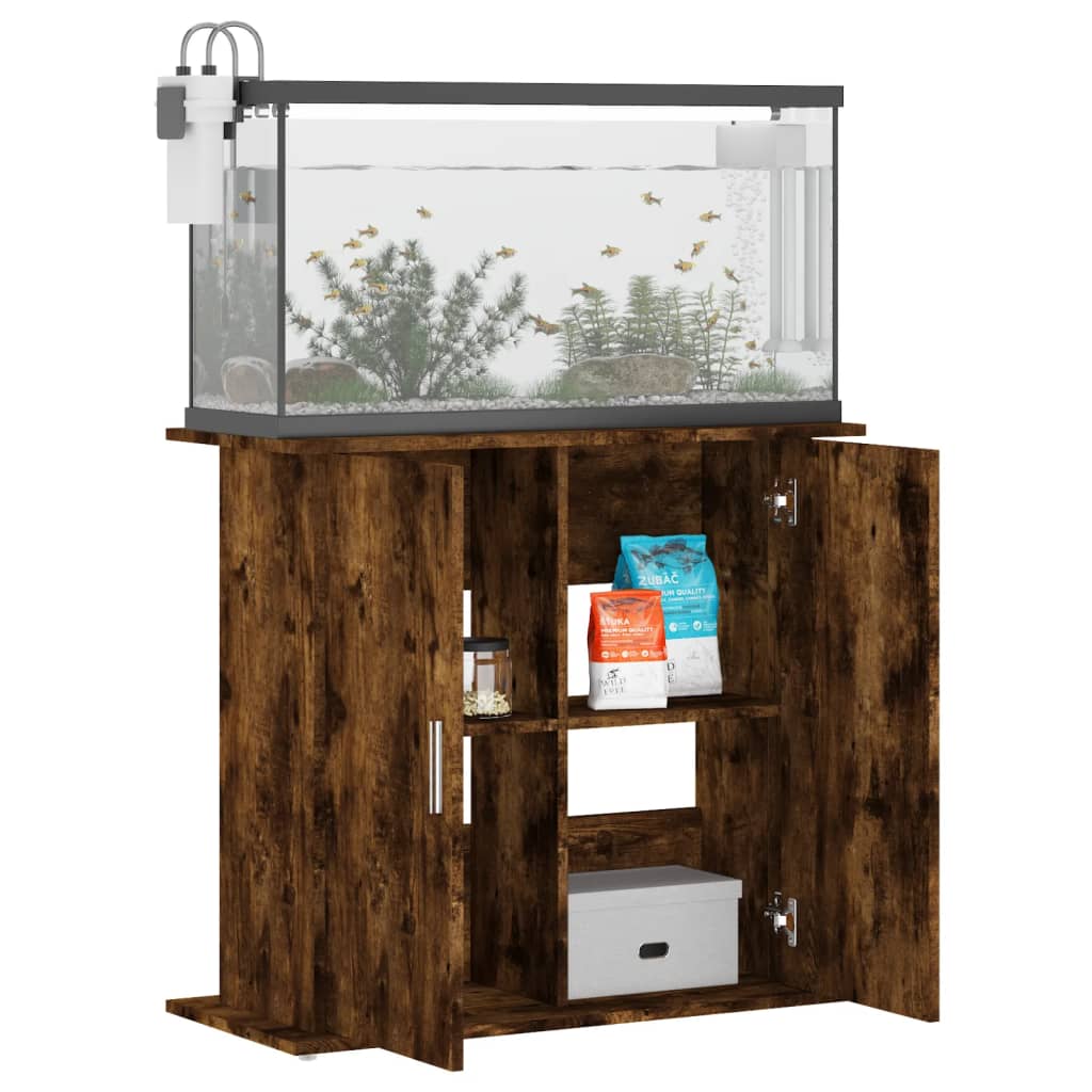 vidaXL Support pour aquarium chêne fumé 81x36x73 cm bois d'ingénierie - Image 4