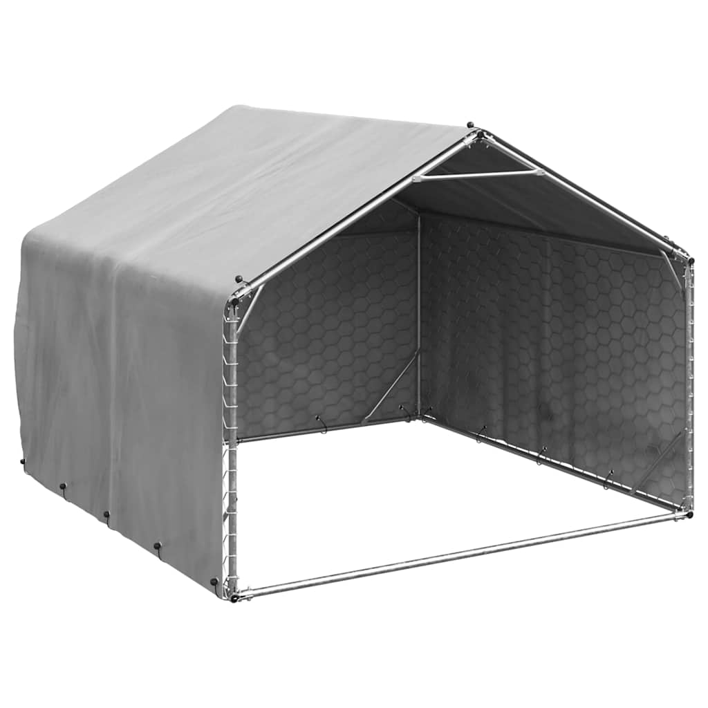 vidaXL Niche d'extérieur pour chien avec couvercle 2 x 2 x 1,5 m en acier galvanisé