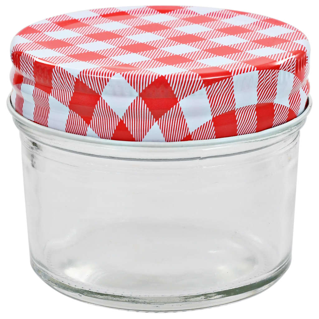 vidaXL Pots à confiture Couvercles blanc et rouge 96 pcs Verre 110 ml - Image 3