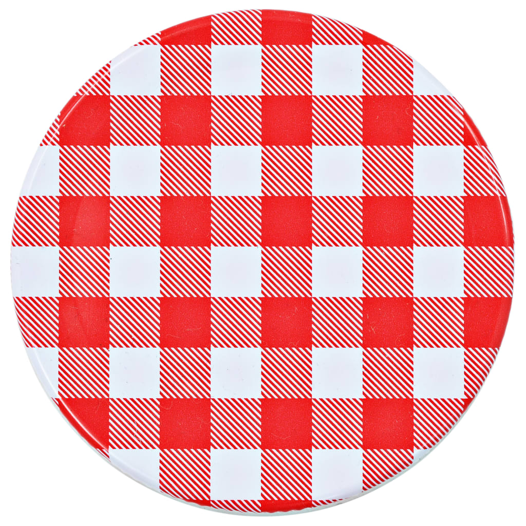 vidaXL Pots à confiture Couvercles blanc et rouge 96 pcs Verre 110 ml - Image 5