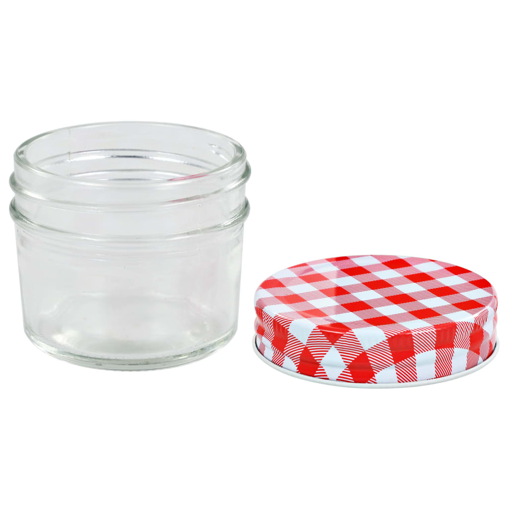 vidaXL Pots à confiture Couvercles blanc et rouge 96 pcs Verre 110 ml - Image 4